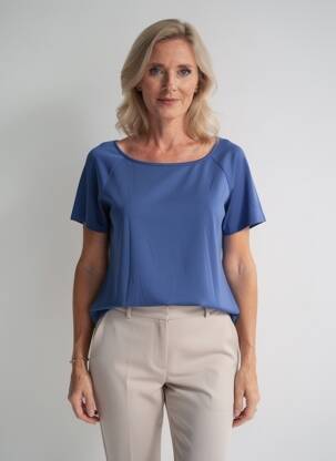 Top stretch manches courtes bleu YEST femme