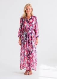 Robe longue tissage crêpe manches 3/4 violet YEST femme