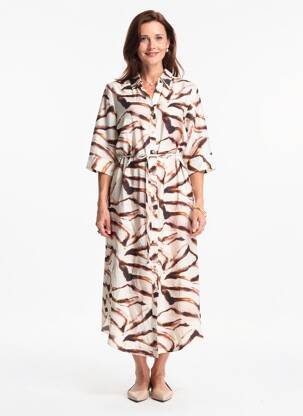 Robe longue manches courtes manches courtes beige YEST femme