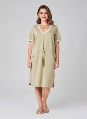 Robe mi-longue manches courtes manches courtes vert YEST femme