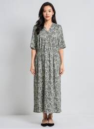 Robe longue manches courtes manches courtes vert YEST femme
