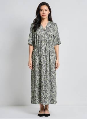 Robe longue manches courtes manches courtes vert YEST femme
