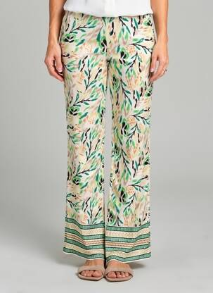 Pantalon large tissage crêpe taille normale vert YEST femme