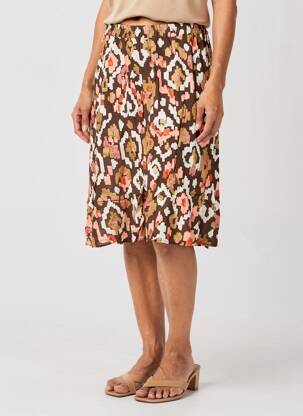Jupe mi-longue taille normale marron C'EST BEAU LA VIE femme