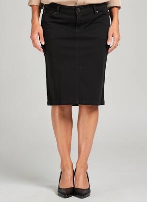 Jupe mi-longue coupe droite noir JULIE GUERLANDE femme