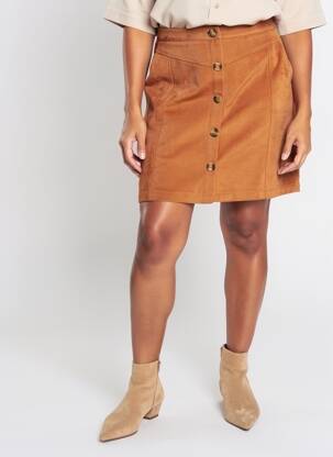 Jupe courte coupe droite orange C'EST BEAU LA VIE femme