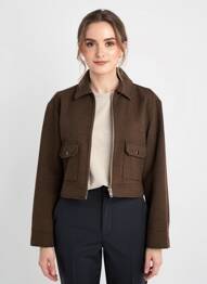 Manteau court poches sans capuche marron C'EST BEAU LA VIE femme