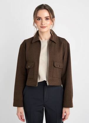 Manteau court poches sans capuche marron C'EST BEAU LA VIE femme