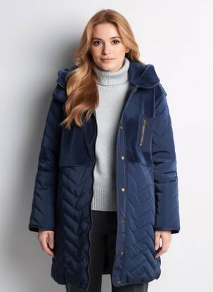 Doudoune poches a capuche bleu C'EST BEAU LA VIE femme