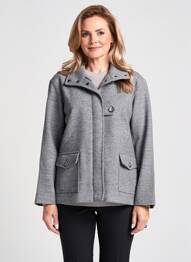 Manteau court poches sans capuche gris JULIE GUERLANDE femme
