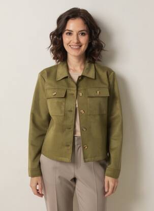 Veste casual tissage suedine vert C'EST BEAU LA VIE femme
