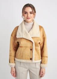 Manteau court coupe droite sans capuche beige C'EST BEAU LA VIE femme