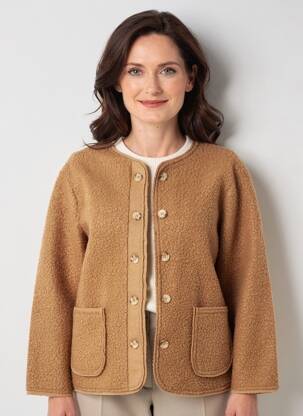 Veste casual col rond marron JULIE GUERLANDE femme