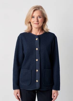 Veste casual col rond bleu JULIE GUERLANDE femme
