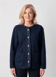 Veste casual col rond bleu JULIE GUERLANDE femme
