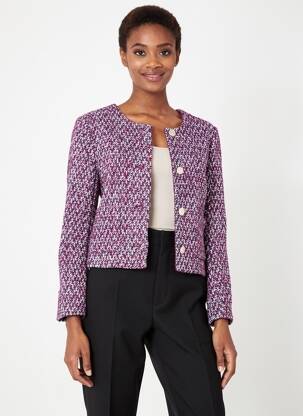 Veste chic fermeture boutonnée sur le devant violet C'EST BEAU LA VIE femme