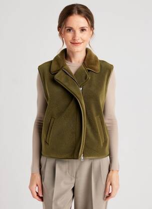 Gilet sans manche poches vert C'EST BEAU LA VIE femme