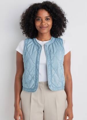 Gilet sans manche poches bleu C'EST BEAU LA VIE femme