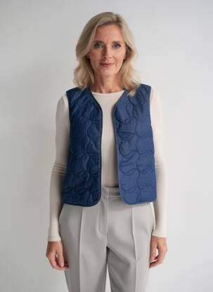 Gilet sans manche coupe droite bleu JULIE GUERLANDE femme
