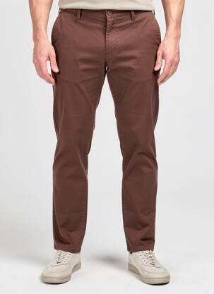 Pantalon chino tissage popeline taille normale marron CAMBRIDGE homme