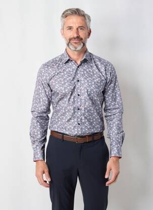 Chemise manches longues imprimé fleurs bleu CAMBRIDGE homme