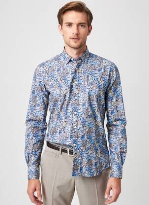Chemise manches longues imprimé fleurs bleu CAMBRIDGE homme