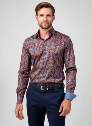 Chemise manches longues imprimé fleurs bleu CAMBRIDGE homme