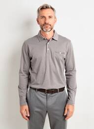 Polo tissage chiné manches longues gris CAMBRIDGE homme