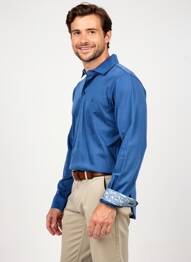 Polo manches longues manches longues bleu CAMBRIDGE homme