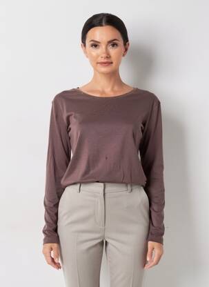 T-shirt manches longues manches longues marron C'EST BEAU LA VIE femme