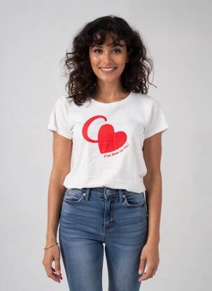T-shirt sérigraphie floquée manches courtes blanc C'EST BEAU LA VIE femme