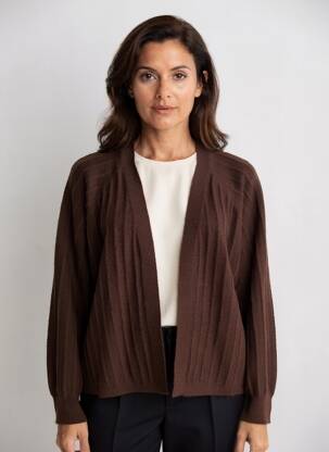 Gilet manches longues stretch marron C'EST BEAU LA VIE femme