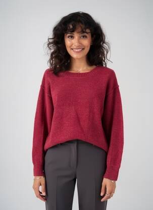 Pull coupe droite manches longues rouge C'EST BEAU LA VIE femme