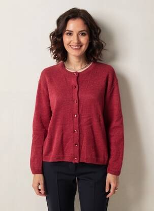 Gilet manches longues col rond rouge C'EST BEAU LA VIE femme
