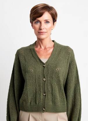 Gilet manches longues maille ajourée vert JULIE GUERLANDE femme