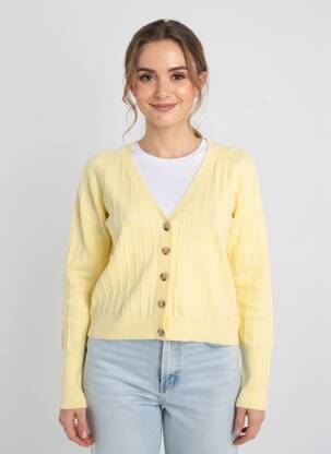 Gilet manches longues stretch jaune C'EST BEAU LA VIE femme