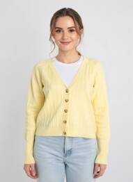 Gilet manches longues stretch jaune C'EST BEAU LA VIE femme