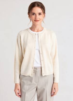Gilet manches longues col rond beige C'EST BEAU LA VIE femme