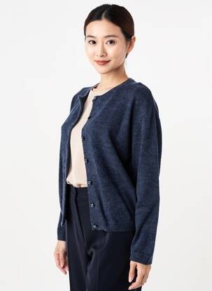 Gilet manches longues fermeture boutonnée sur le devant bleu C'EST BEAU LA VIE femme
