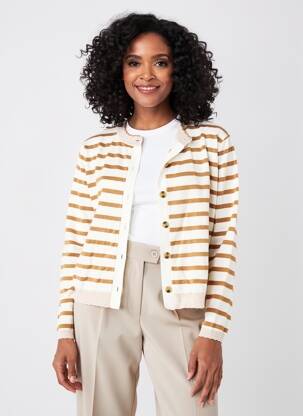 Gilet manches longues col rond blanc C'EST BEAU LA VIE femme