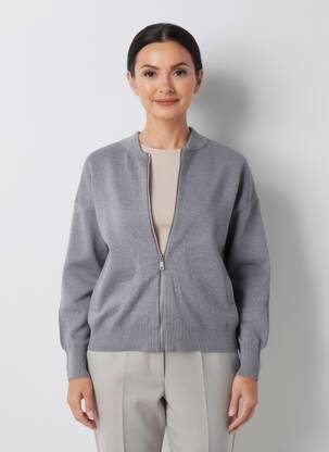 Gilet manches longues col rond gris C'EST BEAU LA VIE femme