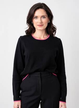 Pull coupe cintrée manches longues noir JULIE GUERLANDE femme