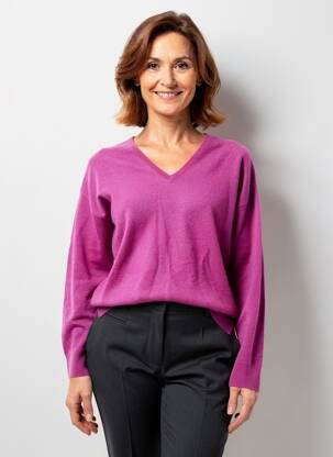 Pull coupe cintrée manches longues violet JULIE GUERLANDE femme