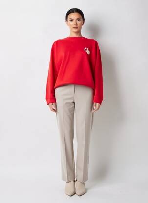 Sweat-shirt broderie manches longues rouge C'EST BEAU LA VIE femme