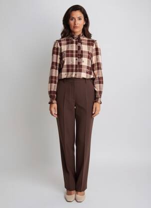 Chemisier coupe droite manches longues marron C'EST BEAU LA VIE femme
