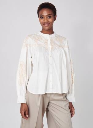 Chemisier coupe droite manches longues blanc C'EST BEAU LA VIE femme
