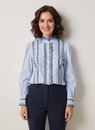 Chemisier coupe droite manches longues bleu C'EST BEAU LA VIE femme