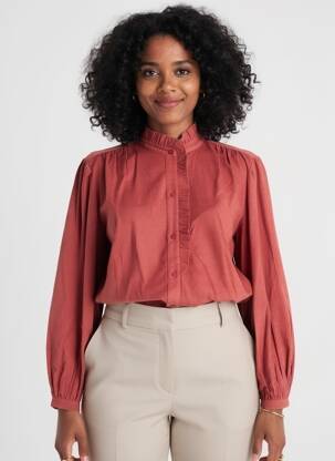 Chemisier coupe droite manches longues rouge C'EST BEAU LA VIE femme