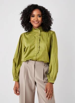 Chemisier coupe droite manches longues vert C'EST BEAU LA VIE femme