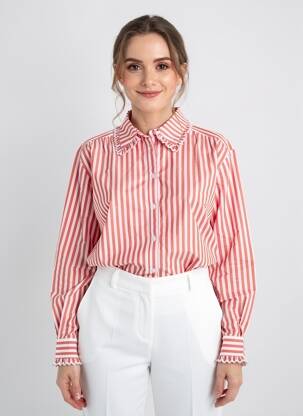 Chemisier coupe droite manches longues rouge C'EST BEAU LA VIE femme